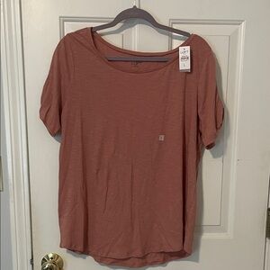 LOFT Short Sleeve Scoop Neck Top - Rose Taupe